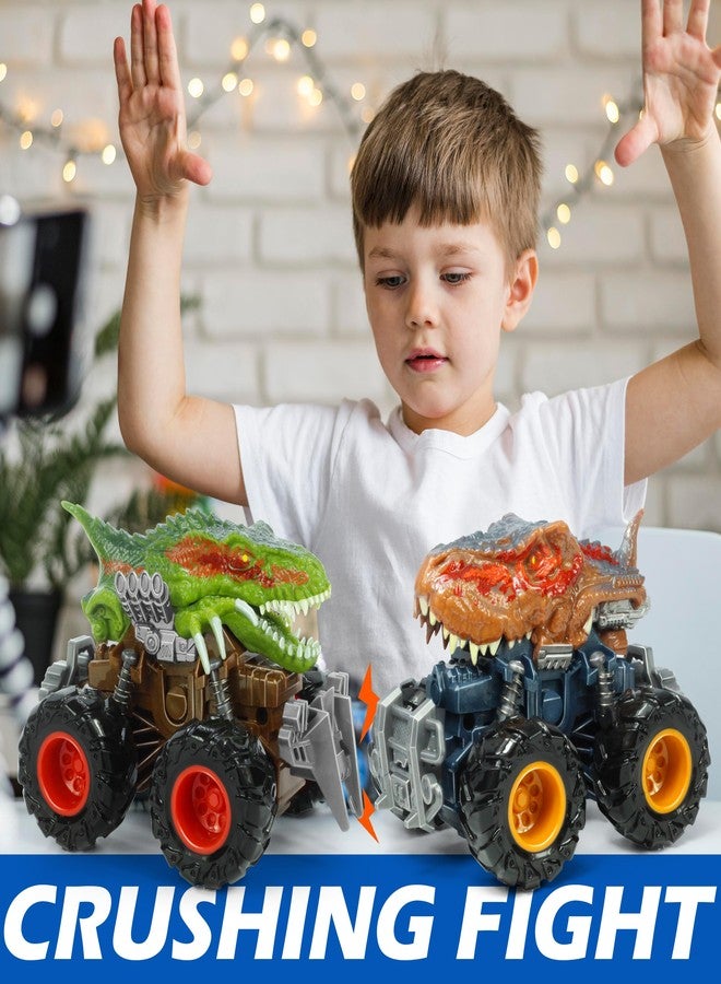 Oriate T-rex Dinosaur Toy Cars for Kids 3-8, Friction Powered Monster Truck with Mechanical Motor, Push n Go Car Stunt Play Party 209-R3 - Image 2